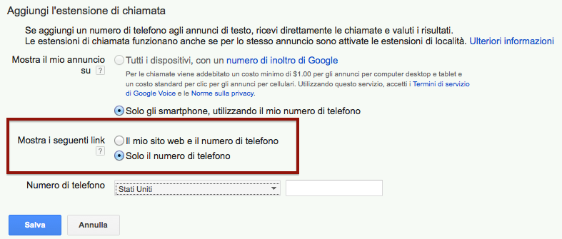 click to call AdWords