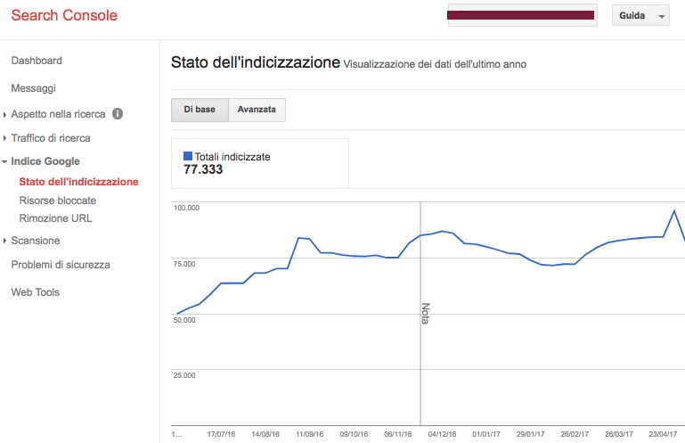 stato indicizzazione Search Console