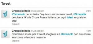 Groupalia e il tweet sul terremoto 2/2