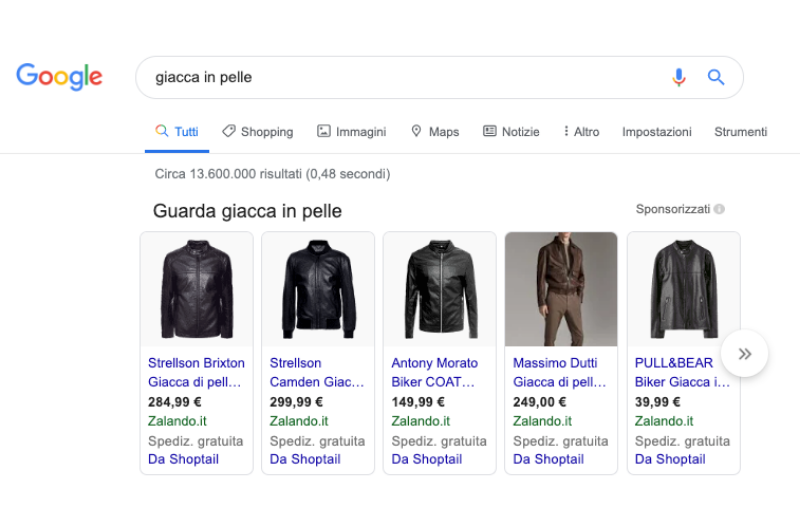 esempio test immagini shopping